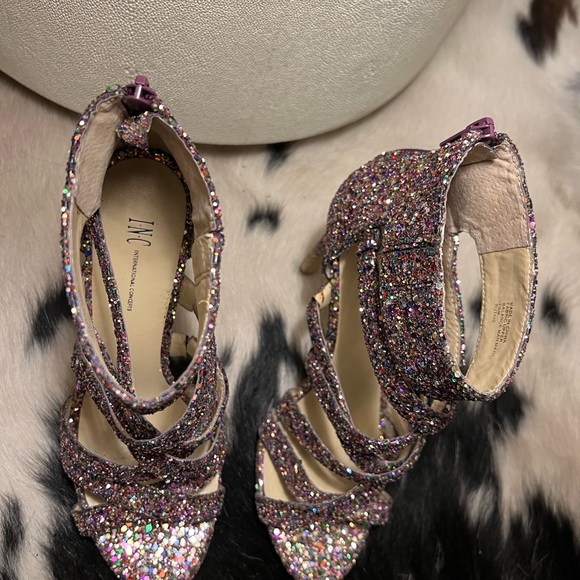 INC Multi Glitter Strappy High Heels - Picture 11 of 16